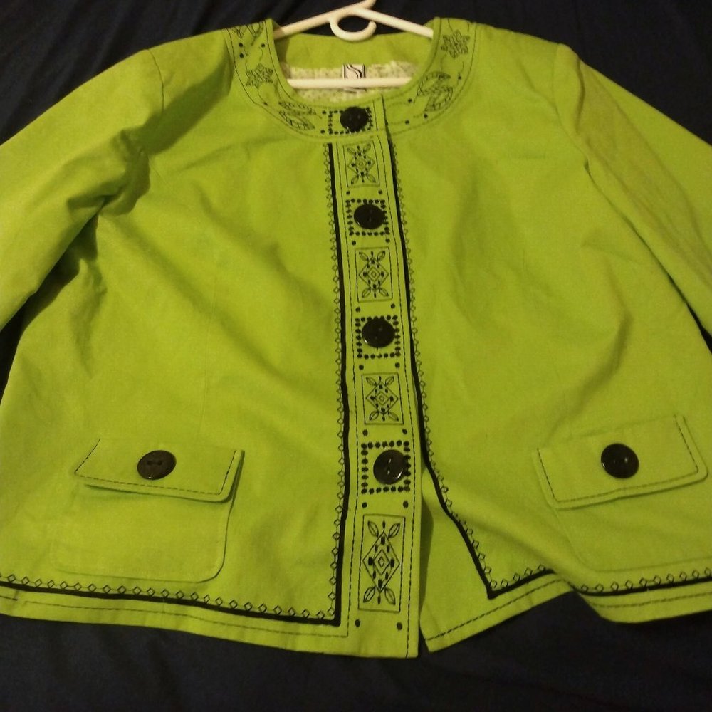 Woman's Green/black Silkland Jacket church/outings/wedding dressy